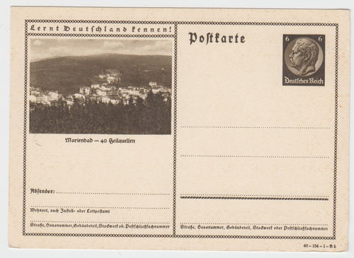Lernt Deutschland kennen Marienbad - Original Postkarte 3. Reich