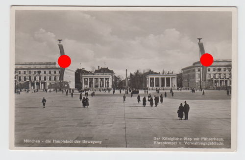 München Königlicher Platz Führerhaus Ehrentempel Original Postkarte 3. Reich