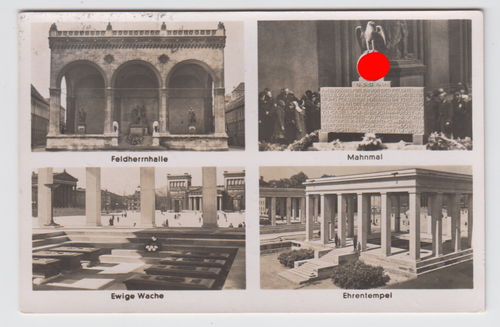 München Ehrentempel Feldherrnhalle Mahnmal Ewige Wache - Original Postkarte 3. Reich