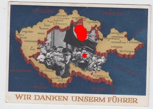 Einmarsch Sudetenland 1938 - Original Postkarte 3. Reich