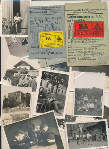 HJ Hitlerjugend FÜHRER - Ausweis & Bleiben Ausweis Jugendherbergen LV Hochland Bayern mit 12 Foto