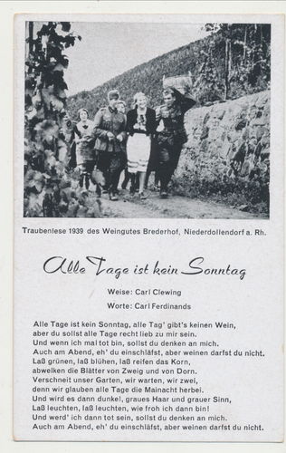 Lieder - Postkarte deutsche Wehrmacht " Alle Tage ist kein Sonntag " WK2