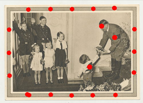 Adolf Hitler mit HJ Hitlerjugend und Jugend BDM - Original Postkarte 3. Reich