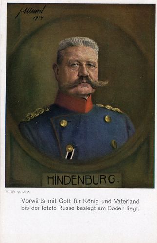 GFM von Hindenburg - Original farbige Postkarte Kaiserreich WK1