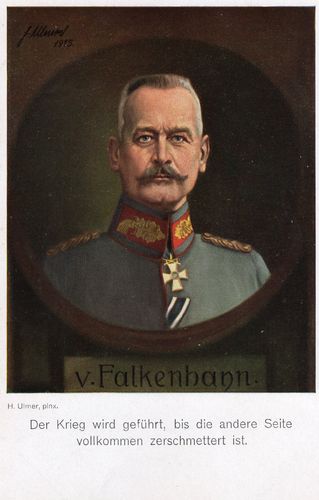 General der Infanterie von Falkenhayn - Original farbige Postkarte Kaiserreich WK1