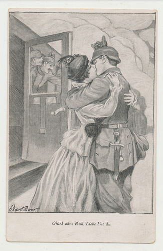 Glück ohne Ruh Liebe bist du - patriotische Original Postkarte von 1916