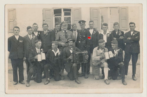 Gruppen Aufnahme mit SA und SS Angehörigen schwarze / braune Uniform - Original Foto 3. Reich