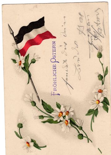 Patriotische militärische Postkarte " Fröhliche Ostern " von 1917