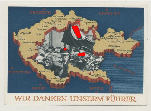 Sudetenland Einmarsch 1938 - Original Postkarte Poststempel aus Asch 1938