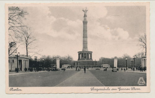 Berlin Siegessäule am grossen Stern - Original Postkarte von 1940