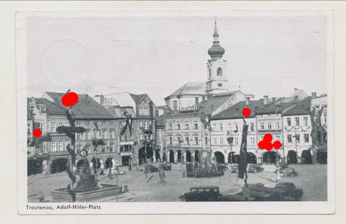 Trautenau Adolf Hitler Platz - Original Postkarte von 1941