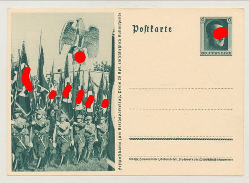 SA Aufmarsch Standarte Fahnen Adler Festpostkarte - Original Postkarte 3. Reich