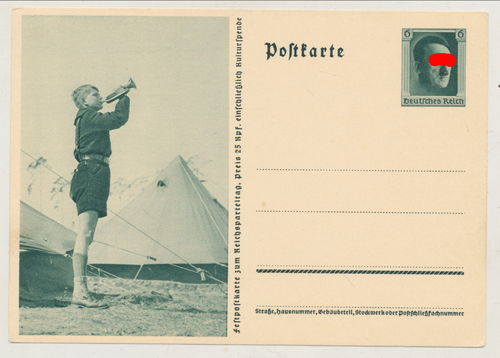 HJ Hitlerjugend Junge Trompeter Zeltlager - Original Postkarte 3. Reich
