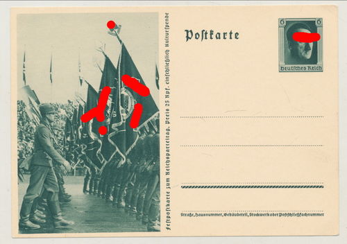 RAD Reichsarbeitsdienst Marsch Parade Fahnen - Original Postkarte 3. Reich
