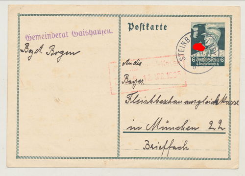 NSDAP Deutsche Nothilfe - Original Postkarte Gemeinderat Gaishausen 3. Reich