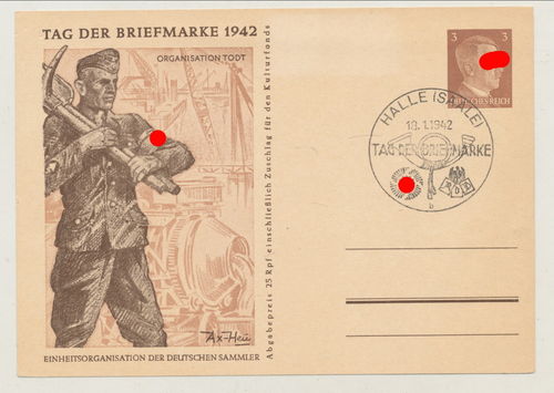 Deutsche Wehrmacht OT Organisation Todt - Original Postkarte Poststempel Halle Saale von 1942