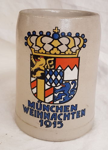 Patriotischer Bierkrug Stein Krug München Weihnachten 1915