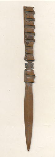 Brieföffner Grabenarbeit Messer aus Granate - Kartusche gefertigt WK1 graviert 1916