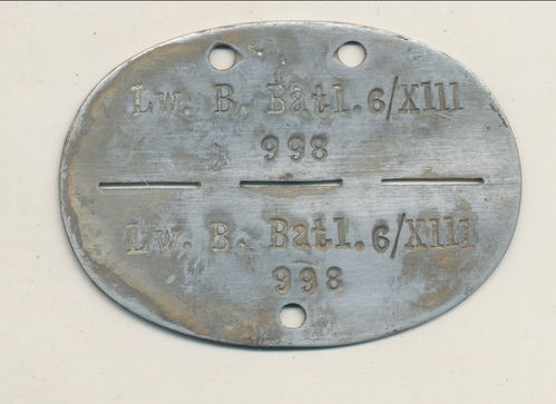 Erkennungsmarke Luftwaffe Bau Btl 6 / XIII - Luftgau Nürnberg