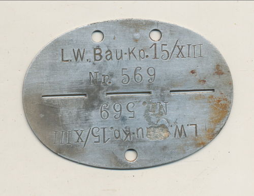 Erkennungsmarke Luftwaffe Bau Kp 15 / XIII - Luftgau Nürnberg
