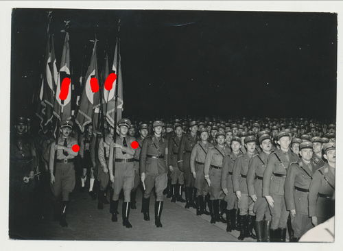 Presse Foto zur Ehrung der Toten 9.November in Wien SA NSDAP Aufmarsch Fahnen 1933
