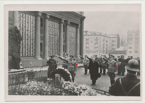 Presse Foto Kranzniederlegung am Ehrenmal in Sofia Bulgarien  mit Gauleiter Wächtler 1939