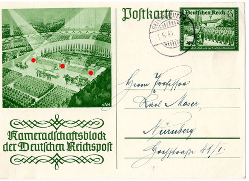 Kameradschaftsblock der deutschen Reichspost - Original Postkarte von 1941