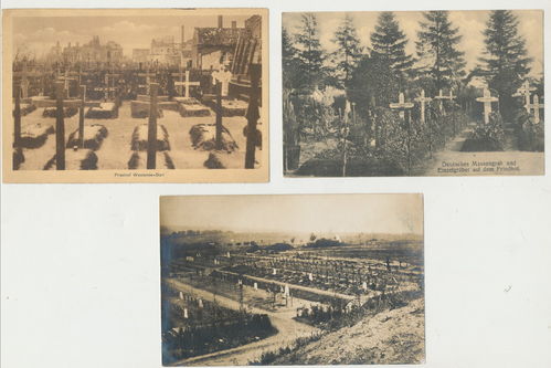 Heldenfriedhof Militär Friedhof Massengrab Soldaten Grab - 3 Postkarten 1914/18