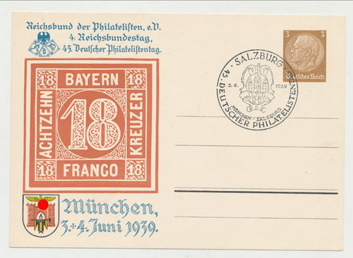 Reichsbund der Philatelisten Bayern München 1939 - Original Postkarte