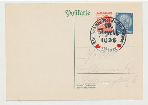 Postkarte Deutsches Reich Poststempel Wien 1938