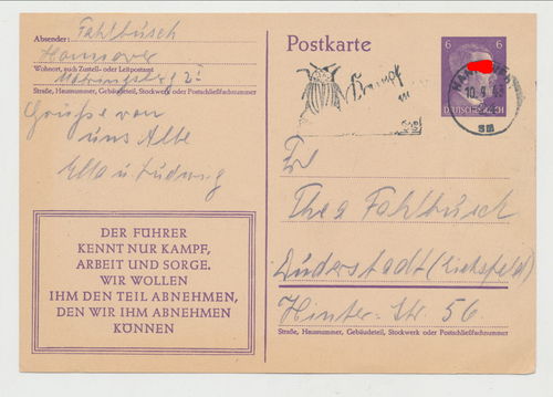 Postkarte " Der Führer kennt nur Kampf Arbeit und Sorge " 3. Reich