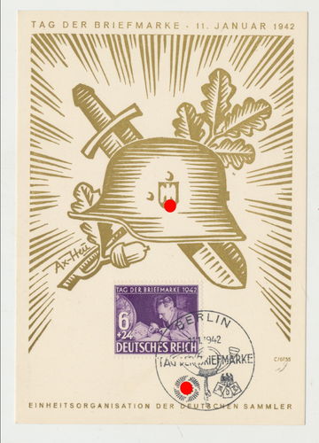 Tag der deutschen Briefmarke 1942 Original Postkarte Poststempel Berlin 3. Reich