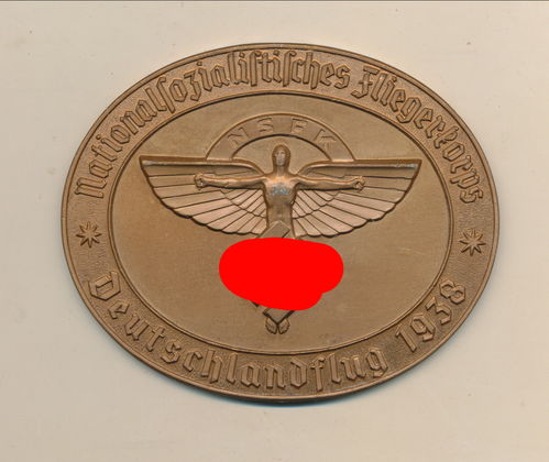 NSFK Medaille Bronzene Teilnehmerplakette Nationalsozialistisches Fliegerkorps Deutschlandflug 1938
