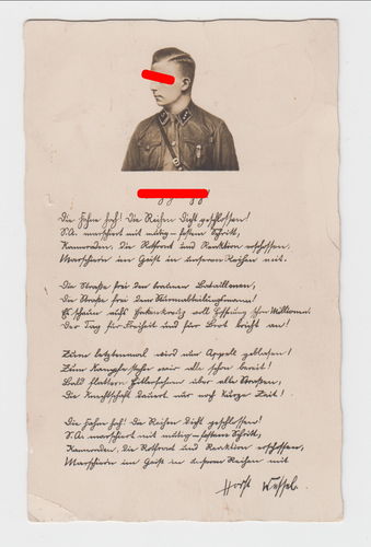 Horst Wessel Postkarte verschickt 1933 nach Bayern Königsdorf bei Bad Tölz