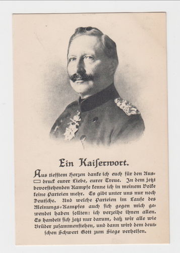 Kaiser Wilhelm II. " Ein Kaiserwort " Original Postkarte
