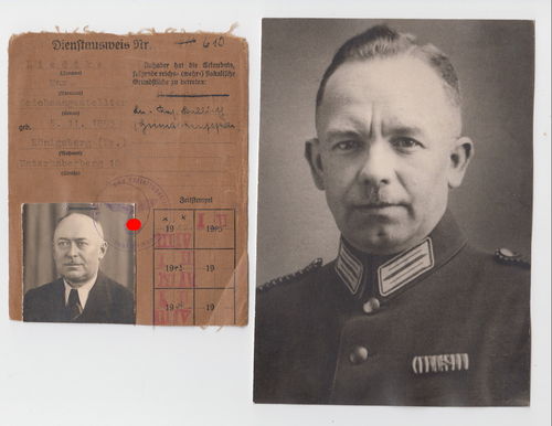 Dienstausweis und Portrait Foto Max Liedtke Königsberg Polizei oder FW Löschpolizei 1942- 1945