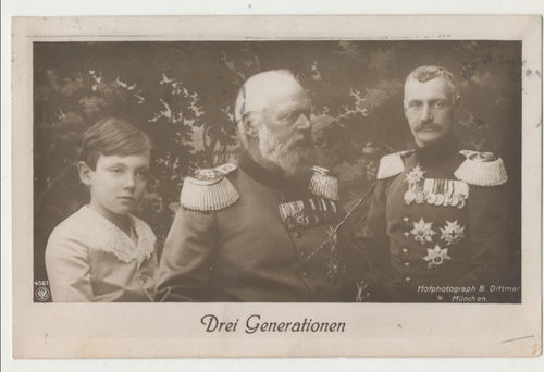 Bayern "  Drei Generationen " - Original Postkarte von 1913