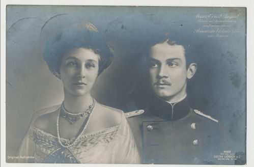 Prinz Ernst August Herzog Braunschweig mit Prinzessin Victoria Luise - Original Postkarte von 1913