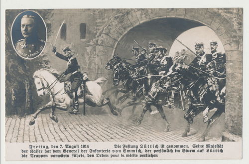 7. August 1914 Festung Lüttich ist genommen - Original Postkarte General Emmich Pour le Merite