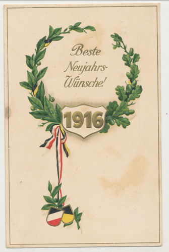 Patriotische Postkarte " Beste Neujahrswünsche " Poststempel von 1915