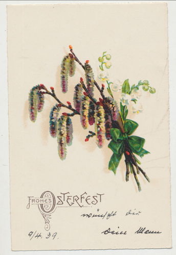 Patriotische Postkarte " Frohes Osterfest " Poststempel von 1915