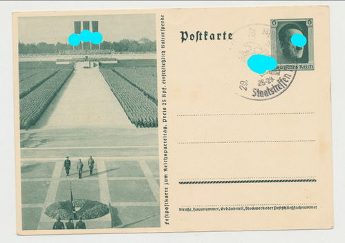 Reichsparteitag Aufmarsch mit Fahnen Standarten Original Postkarte 3. Reich
