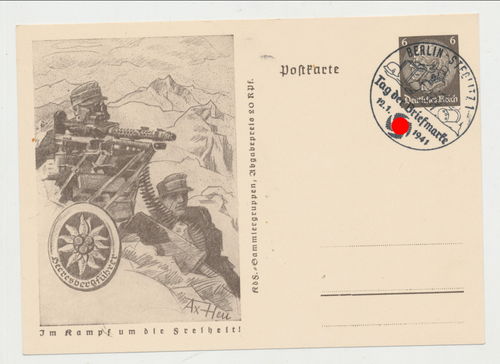Gebirgsjäger Heeres Bergführer - Im Kampf um die Freiheit - Original Postkarte von 1941