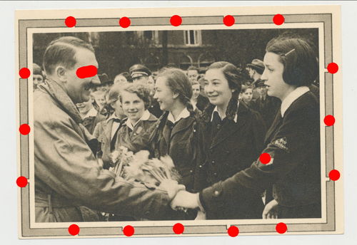 Adolf Hitler Original Postkarte mit Jugend BDM Hitlerjugend Mädel 3. Reich