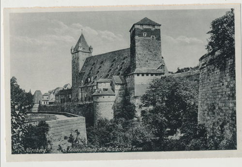 Nürnberg Kaiserstallung mit Turm Original Postkarte 3. Reich
