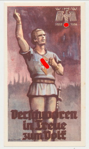 WHW Karte 1935/36 " Verschworen in Treue zum Volk " 3. Reich