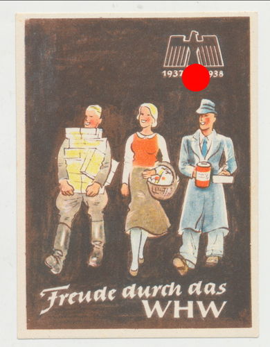 WHW Kärtchen Papier Opfer Schein 1937/38 " Freude durch das WHW " 3. Reich
