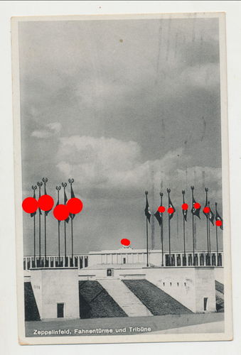 Nürnberg Reichsparteitag Fahnen Tribühne am Zeppelinfeld - Original Postkarte 3. Reich