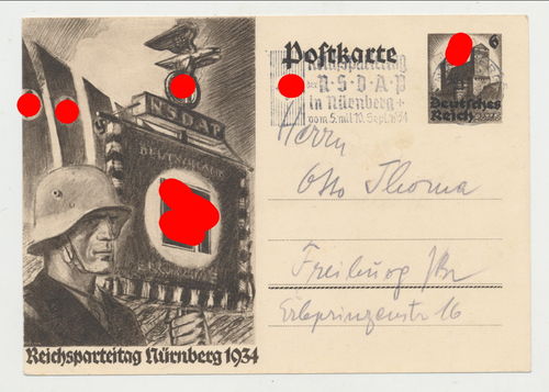 Reichsparteitag der NSDAP Nürnberg 1934 - Original Postkarte 3. Reich