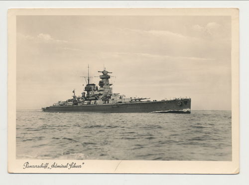 Kriegsmarine Panzer - Schiff Admiral Scheer - Original Postkarte 3. Reich